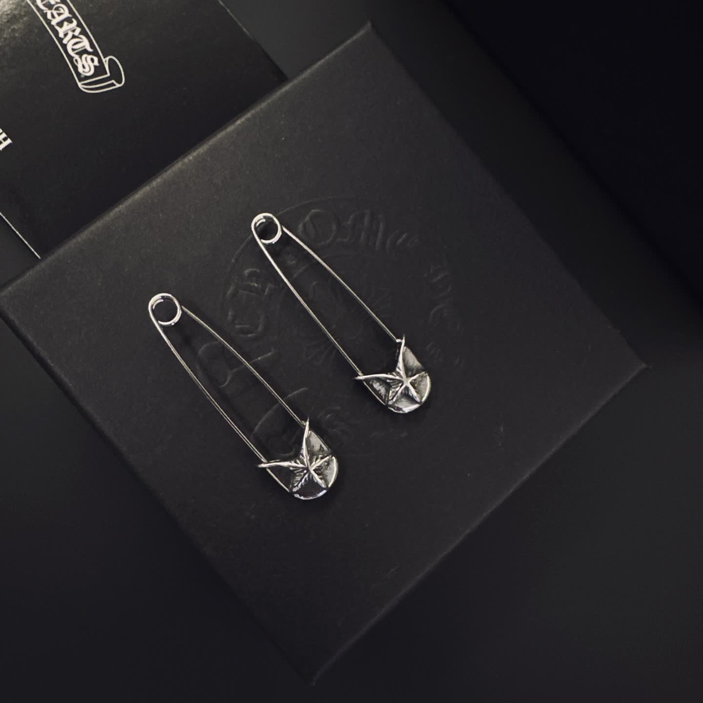 Chrome Hearts Silver Safety Pin Earrings